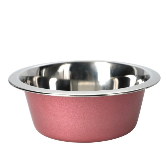 NWT 2 Greenbrier Kennel Club Stainless-Steel Rose Pink Glittery Pet Bowls - Picture 2 of 5